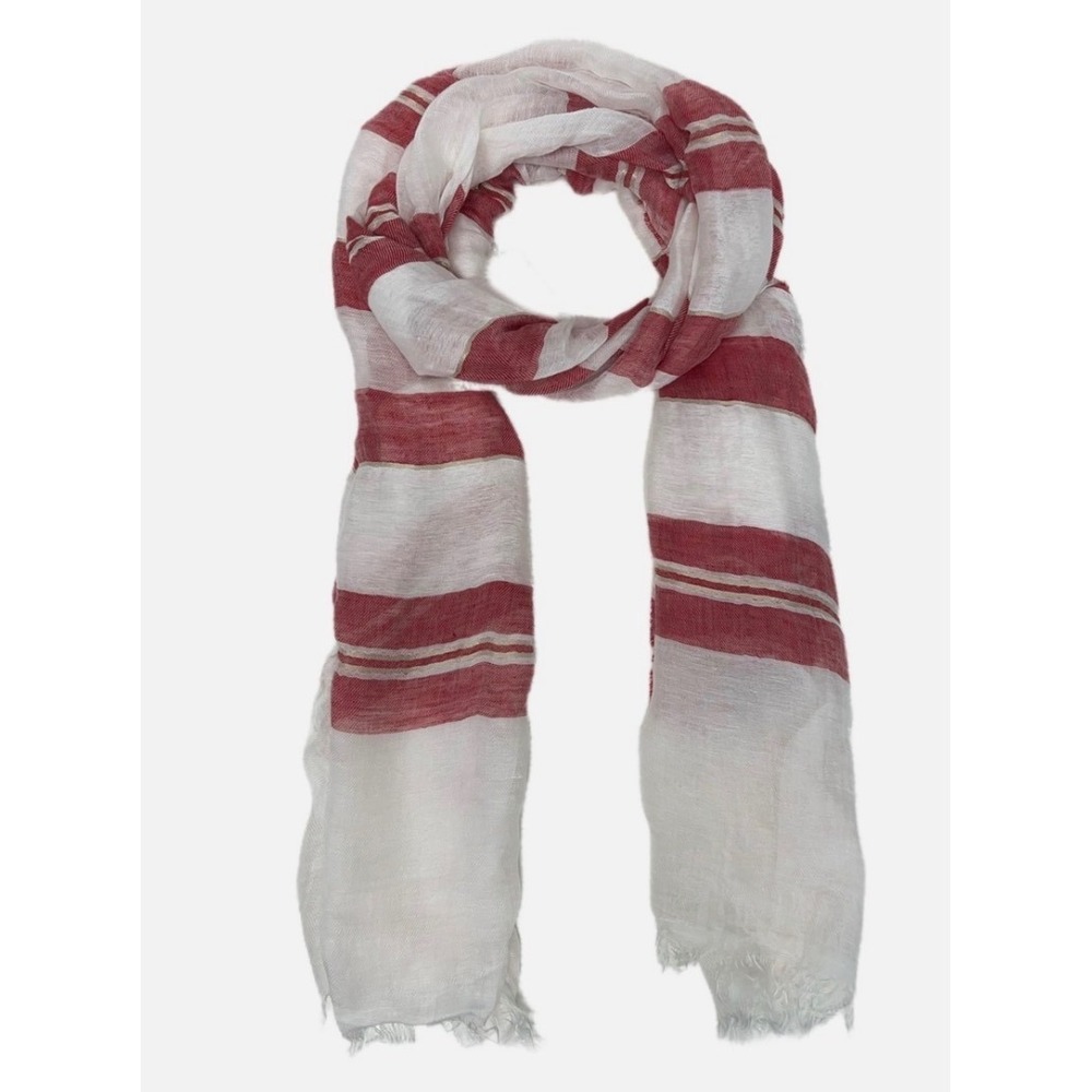 Max Mara Urubu Rosso Striped cotton silk scarf oversized wrap shawl sarong chic